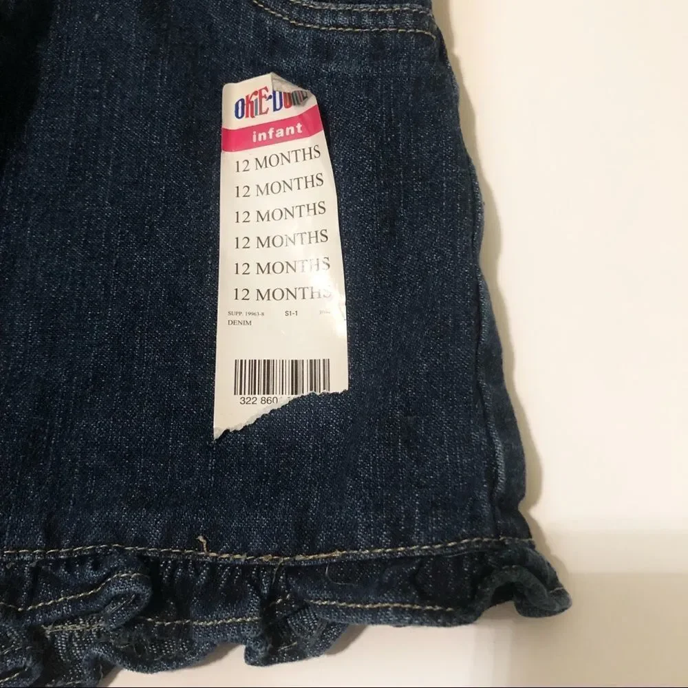 Jean Shorts with ruffle hem, size 12 mos‎